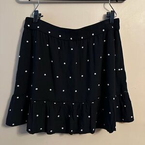 LOFT Black Skirt with White Dots